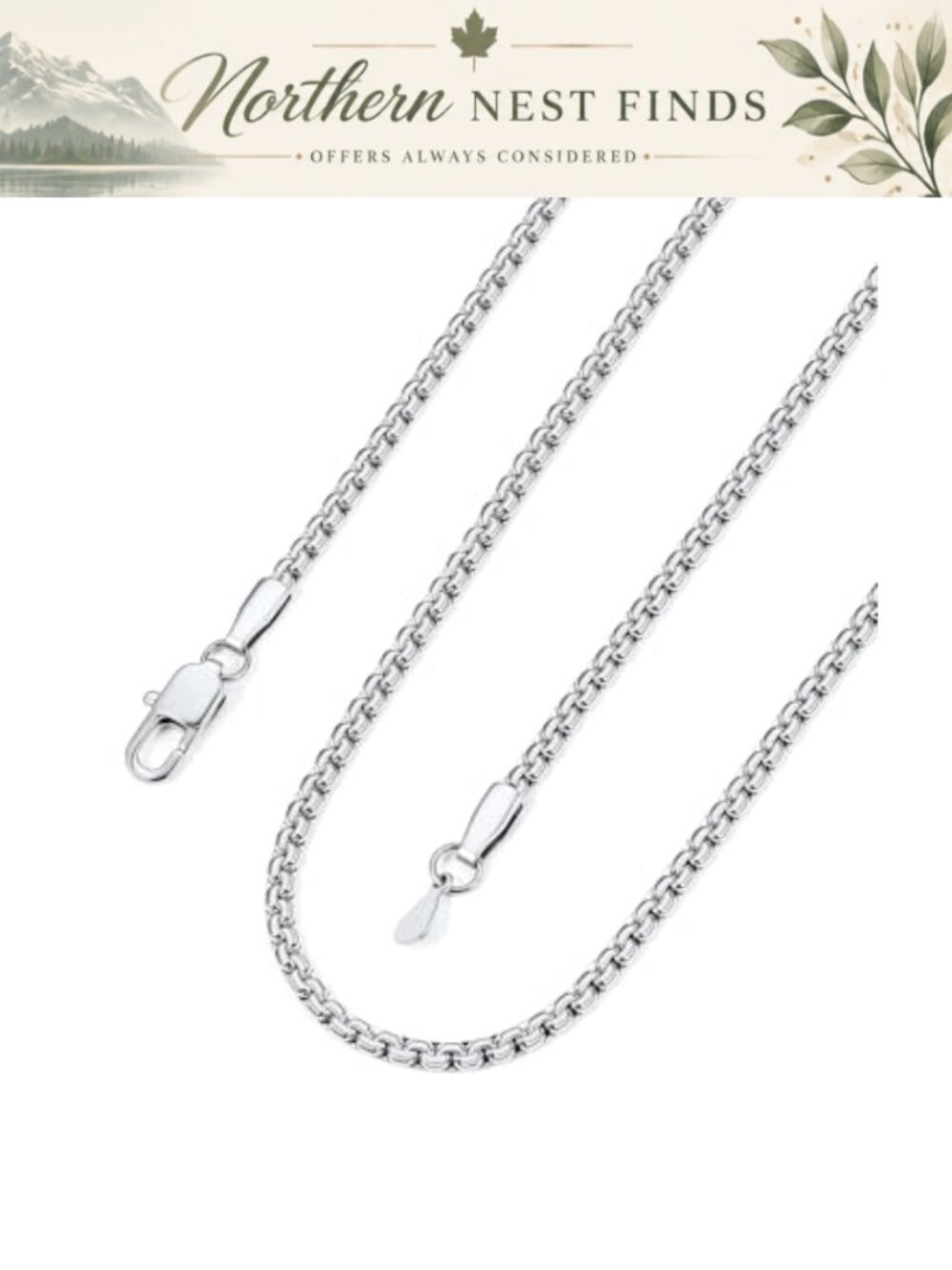 Stainless Steel Flat Box Chain Necklace Men Women 14K Gold Plated Waterproof